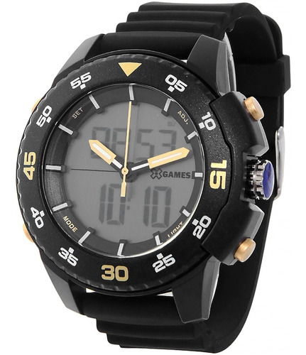 Relogio X-games Masculino Anadigi Xmppa328 Preto Dourado