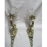 Par Apliques Pared Bronce Ornamental 1 Luz Tulipas Cristal