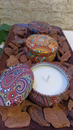Velas Aromáticas Perfumadas Na Lata Decorada Mandala 70gr