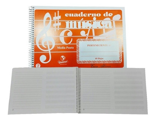 Cuaderno De Musica Media Pauta 60 Hojas Naranjo Casa Albeniz