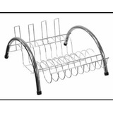 Escorredor De Louça Arco Cromado 6 Pratos 4 Copos Madefer Cor Prateado
