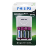 Carregador De Pilhas Philips Scb2445nb + 4 Pilhas Aa 2450mah