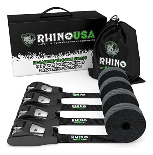 Rhino Usa Lashing Tie Down Straps (4pk) - 1,320lb Guarant...