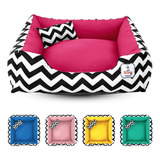 Cama Para Cachorro Gato Caminha Pet 60x60cm Lavável + Brinde Cor Chevron Pink