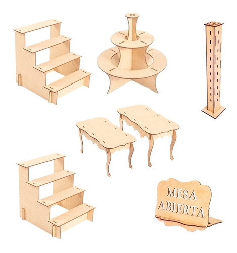 Kit Mesa De Dulces Candybar En Mdf Muebles Para Cupcakes N3