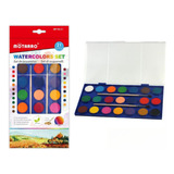 Kit Acuarela Solida Con Pinceles Uso Escolar Arte 21 Colores