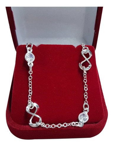 Pulseira Feminina Coração Amor Infinito Prata Legítima 925