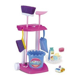 Brinquedo Kit Infantil Vassoura Rodo Carrinho Menina Limpar