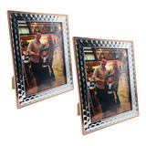 Conjunto 2 Porta Retrato Foto 10x15 Dourado Metalizado