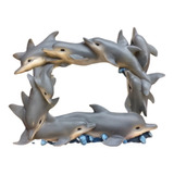 Portarretratos Cerámica Delfines Usado Buen Estado 17x15 Cms