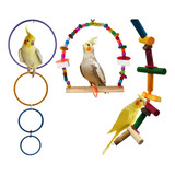  Kit Balanço + Brinquedo + Argola P/ Aves Calopsita   + Nf 