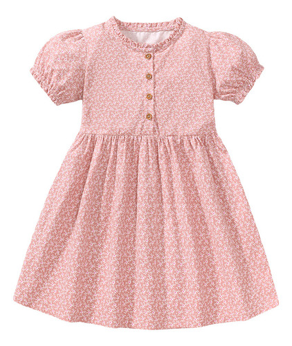 Vestido De Manga Corta Para Niña, Vestido Floral Para Niña