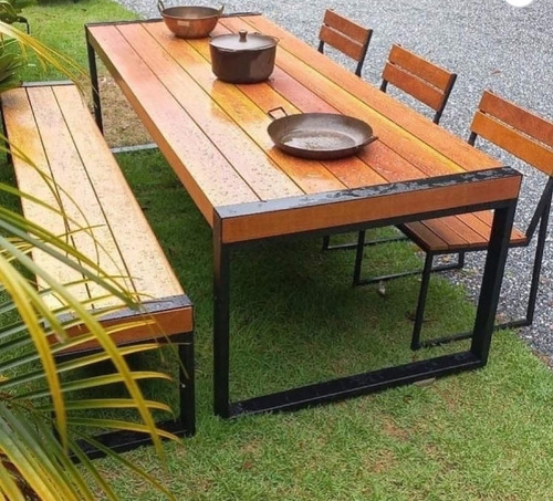 Conjunto De Mesa Estilo Industrial + Cadeiras + Banco  Nº1