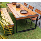 Conjunto De Mesa Estilo Industrial + Cadeiras + Banco  Nº1