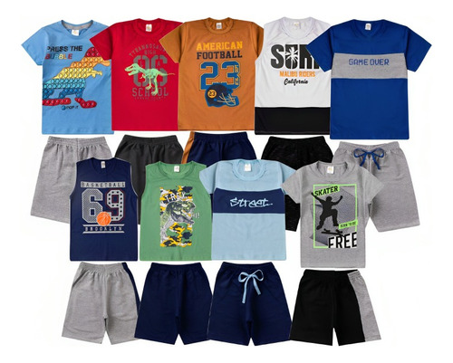 12 Peças Roupa Infantil Menino Moletinho Bebe Atacado Calor