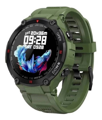 Smartwatch Lemfo K22 1.28  Caja  Verde Y Negra, Malla  Verde De  Silicona