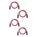 Jgo 4 Cables Xlr Canon 7m Macho-hembra Alta Calidad Rojo Dj