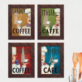 Quadros Cozinha Café Paris Londres Itália Nova York Kit 4