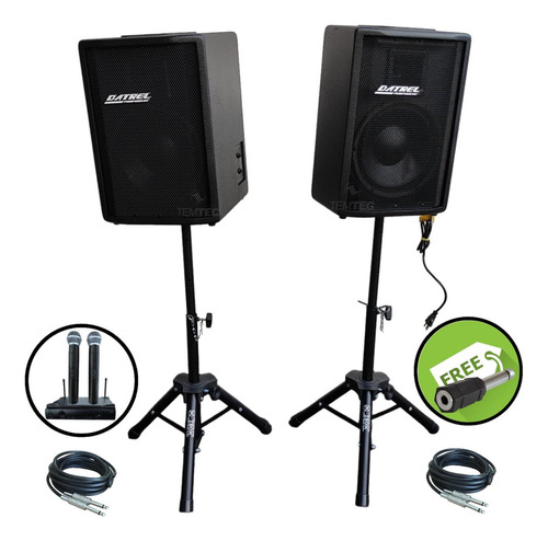 Caixas Som Ativa Passiva Datrel 10p 400w Rms Tripé Microfone