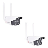 Kit X2 Camaras Seguridad Ip Exterior Hd Con Audio Wifi Noctu