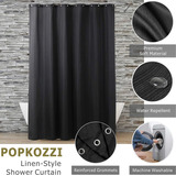 Popkozzi - Cortina De Ducha Negra Con Ganchos Negros Para Co