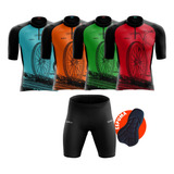 Kit Ciclismo Masculino Camisa + Bermuda Acolhoada Mtb Bike