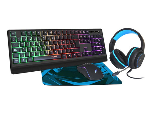 Kit Gamer Teclado Mouse Auricular Pad 4en1 Noga Nkb-405