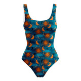 Body Maiô Estampado Raveup Sol E Lua Azul