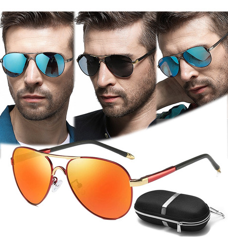 Lentes De Sol Polarizada Clásico Moda Hombre Mujer Y Estuche