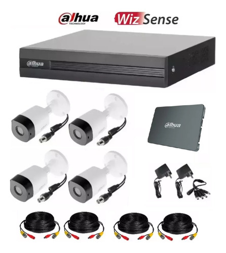 Kit Seguridad Dahua 4 Canales Full Hd 1080 Dvr 1b04 +camaras