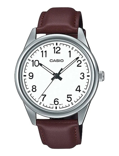Reloj Casio Mtp-v005l-7b4 Cuero, Elegante, Fondo Blanco