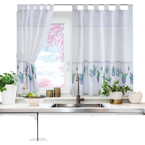 Juego De Cortinas Jean Cartier Cocina Tropical Estampadas   