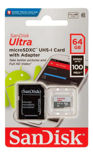 Pack X3 Tarjetas De Memoria Micro Sd 64 Gb Sandisk Clase 10