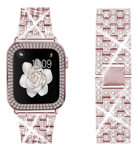 Malla Diamantes De Imitacion Para Apple Watch De 38mm Rosa 