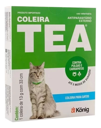 Coleira Contra Pulgas E Carrapatos Tea 327 Gatos 13g C/ 33cm