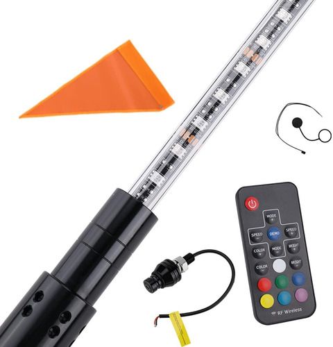 Antena  Bandera Led Whip Rgb De 1.20 M Control Remoto Msi 