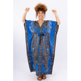 Vestido Kaftan Indiana Longa Moda Hippie Boho Ajustável