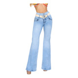 Pantalon Colombiano Ciclón Jeans Acampanado Push Up C57