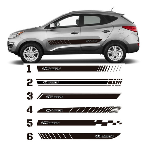 Stickers Hyundai Tucson Franjas Puertas 