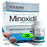 Super Kit Minoxidil Foligain 5% Bajo Alcohol + Tabletas 120