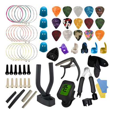 Kit 78 Accesorios Para Guitarra Acústica Nuodwelle Con 5 Juegos De Cuerdas, Afinador, Capo Y Púas. | MercadoLibre
