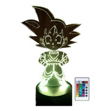 Pequeño Goku Dragon Ball Lampara Led 3d Control 16 Colores 