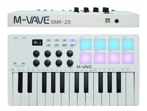 Controlador De Teclado Midi M-vave Smk-25 Portátil