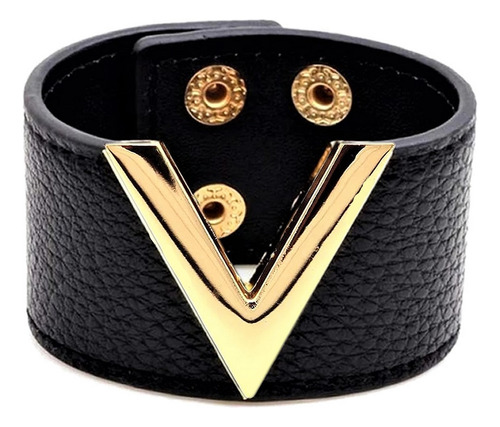 Pulsera Brazalete Ancho Cuero Pu Con Metal Y Broches Elegir