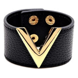 Pulsera Brazalete Ancho Cuero Pu Con Metal Y Broches Elegir