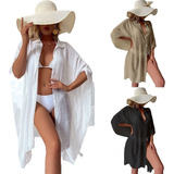 Camisa De Playa Suelta Mujer Bikini De Vacaciones Cover Up