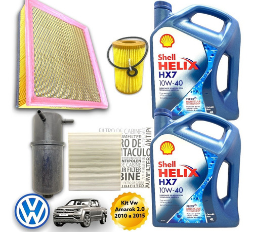 Kit Service Aceite Shell + 4 Filtros Amarok 2.0 2010 A 2015