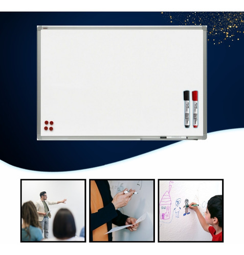 Lousa Quadro Branco Mold. Alumínio 70x50 Apagador 2 Marcador