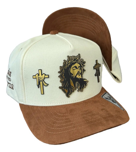 Gorra Cristo Jesús Fe Fortaleza Religión Placa Gold Premium