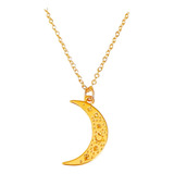 Collar Luna Con Estrellas Chapa Oro 22k Regalo Amor Pareja